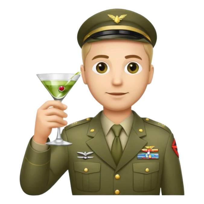 military man with a martini glass sticker