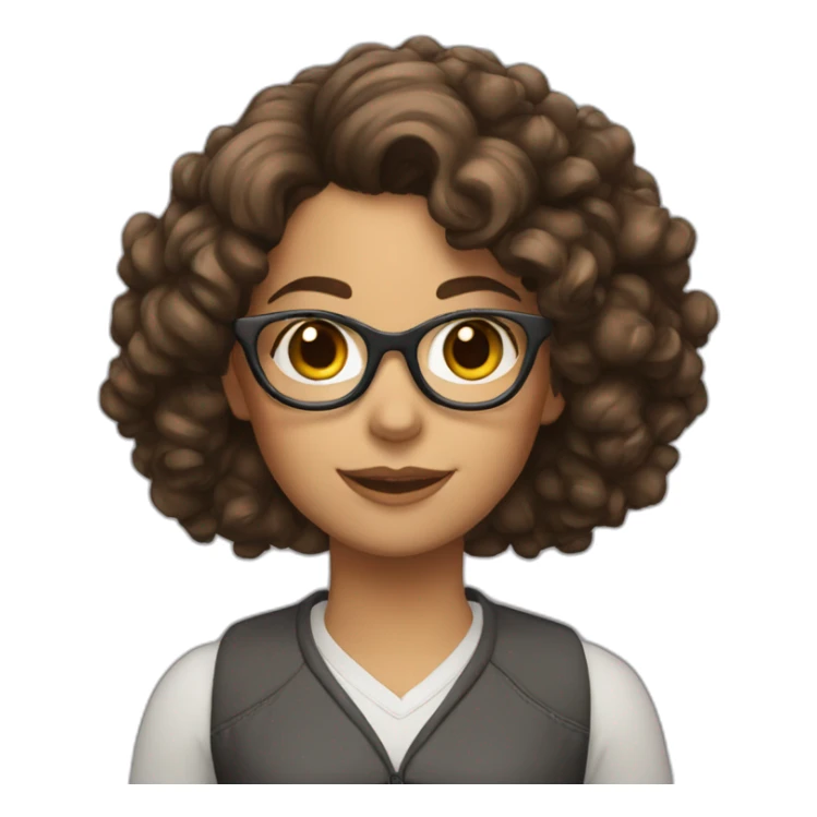 brunette girl with glasses and curly hair with text "approved" sticker