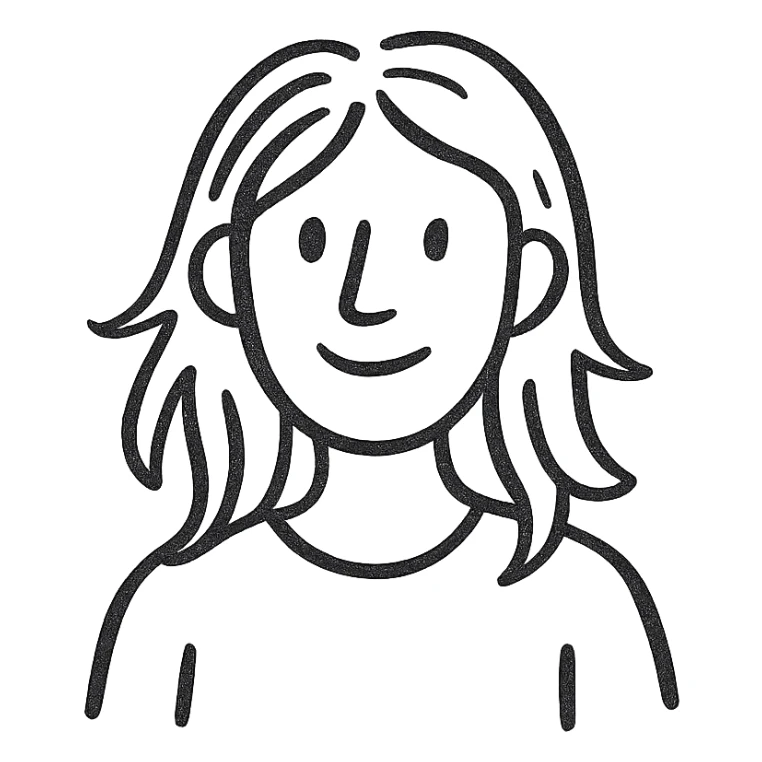 long hair guy, hand drawn black outline style sticker