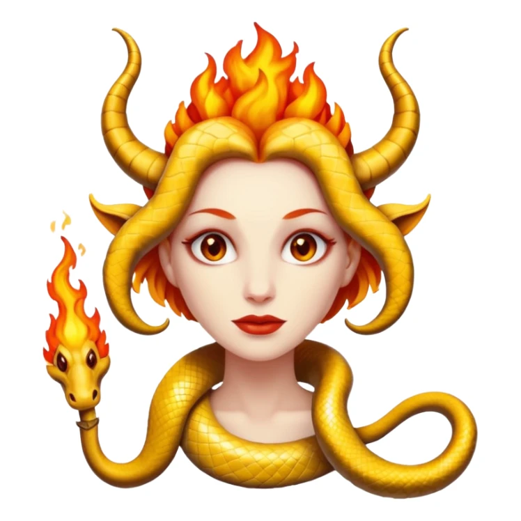 Women snake  and flame horn sticker