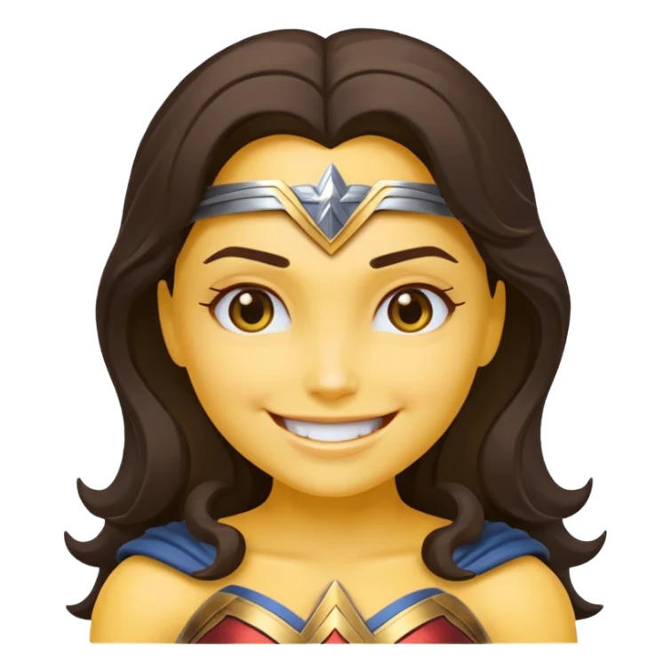 create a yellow emoji of wonder woman. syle android emoji sticker