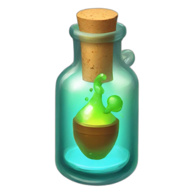 power up potion in a tube with a cork sticker