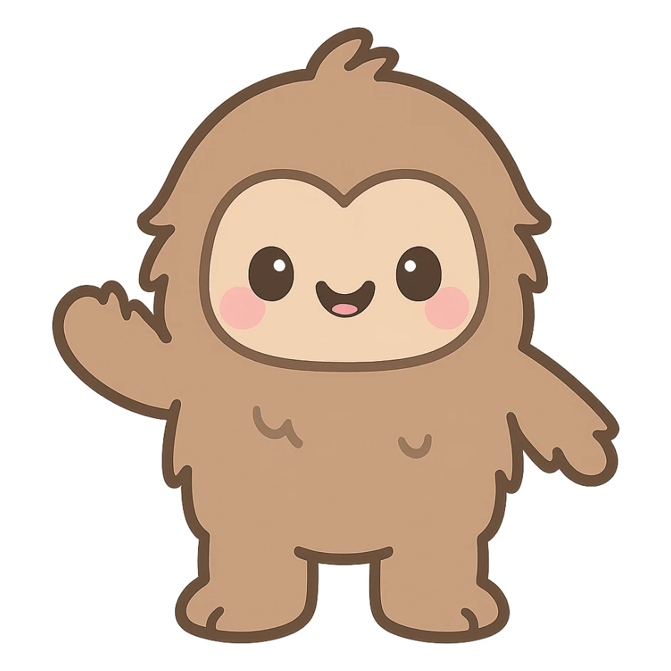 bigfoot, playful and friendly, kawaii style sticker
