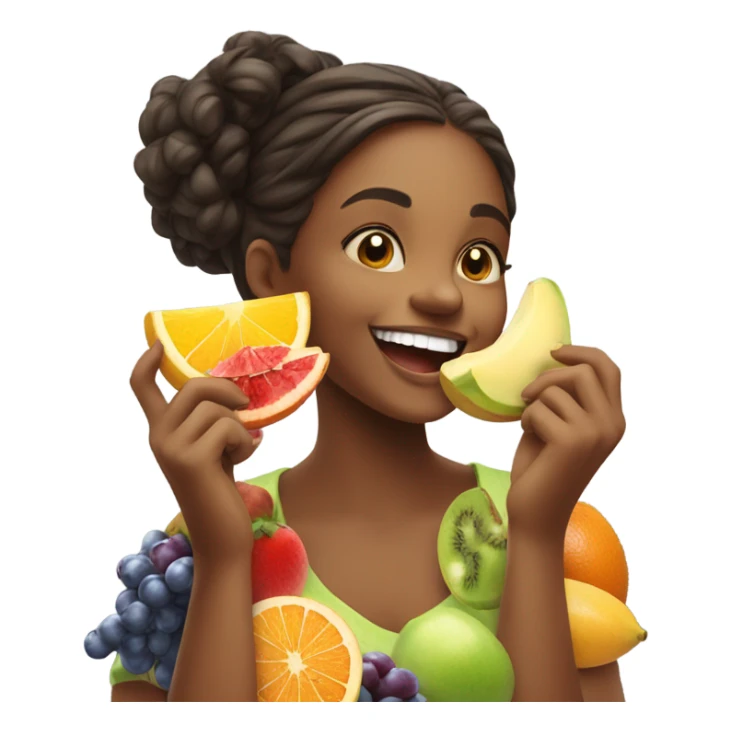 Girl eating fruits sticker