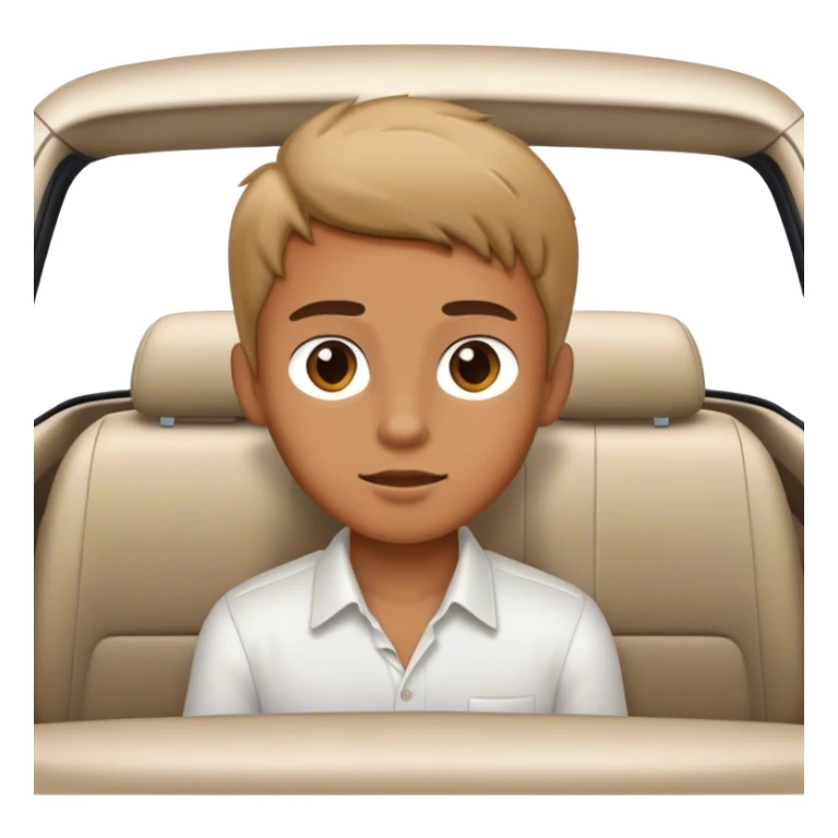 boy in white shirt inside car sticker