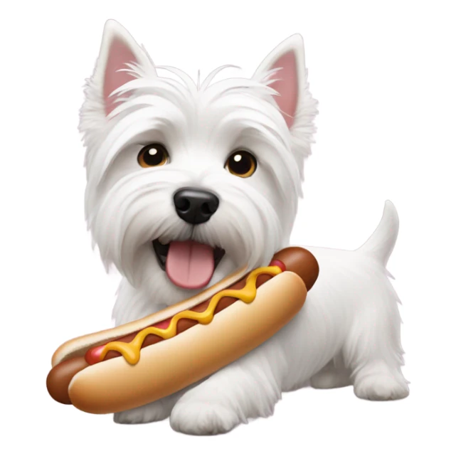 Westie with a hot dog sticker