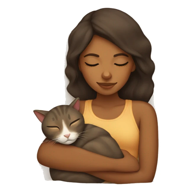 Brown girl sleeping with tan cat sticker