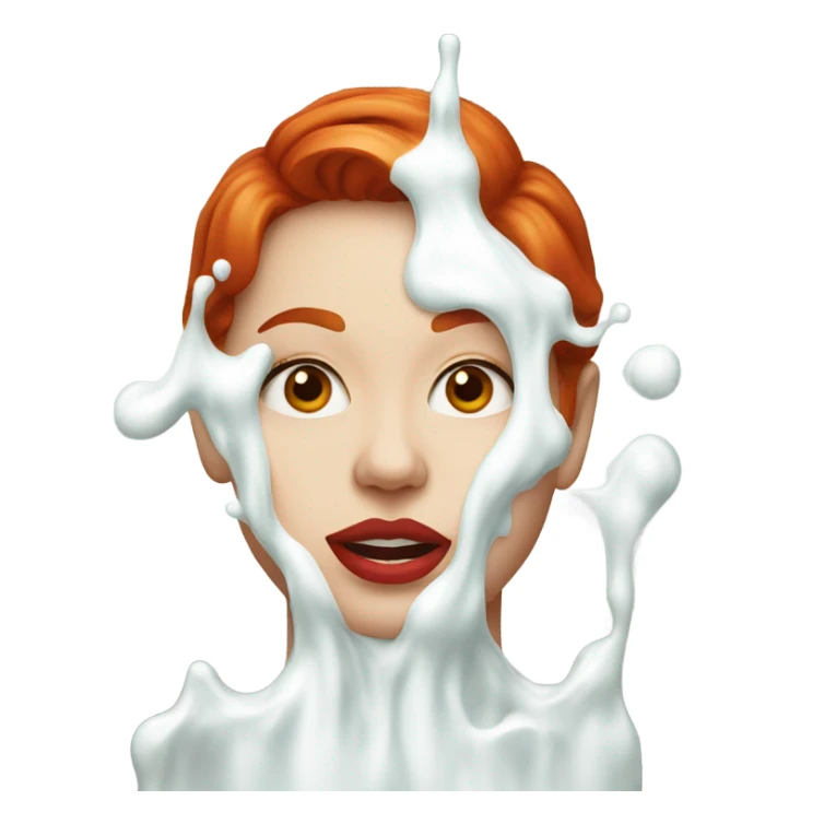 Red hair Lipstick Face covered in milk liquid sticker