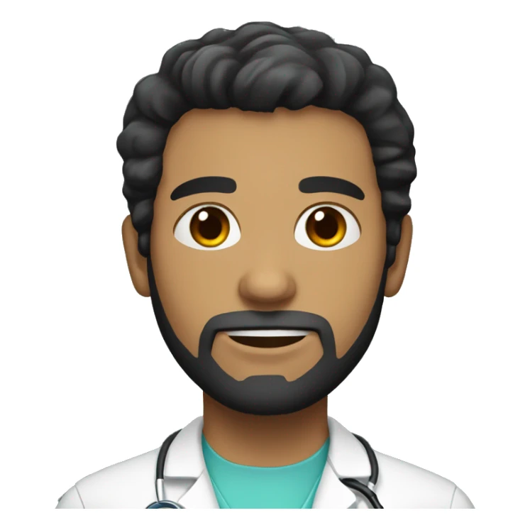 light skin male doctor with full short beard, has black hair  sticker