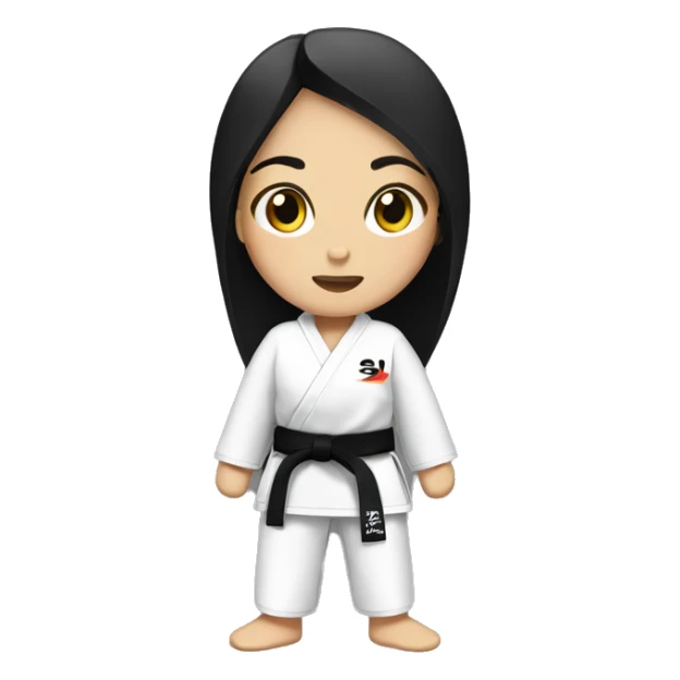 judo girl with a black belt with black hair sticker