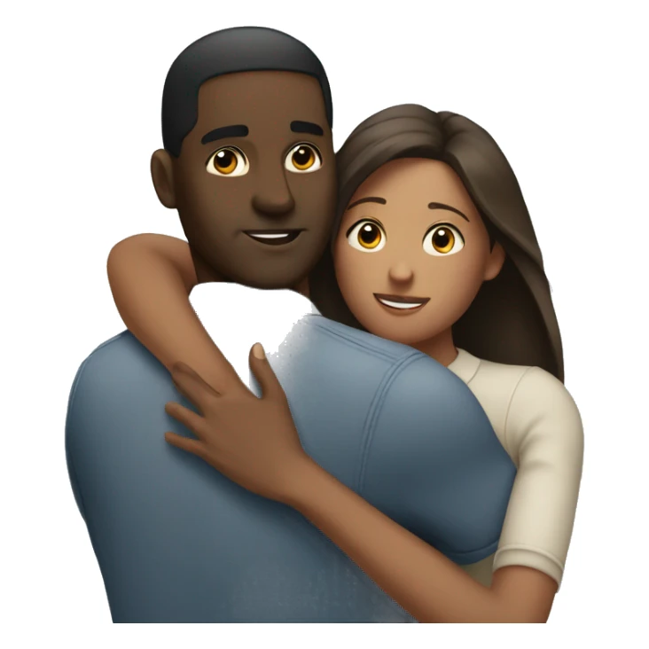 Black man hugging brunette woman sticker