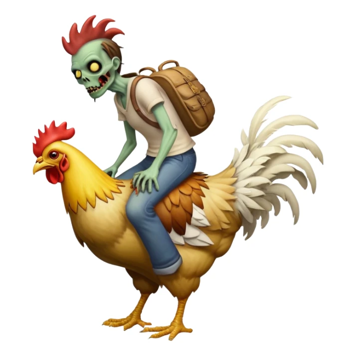 Create an iOS emoji with a zombie riding on a chicken’s back sticker