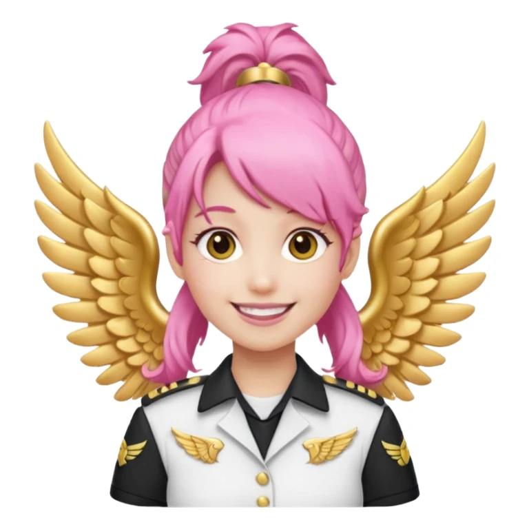 Commander Bloom – pink ponytail pilot in white uniform and gold wings sticker