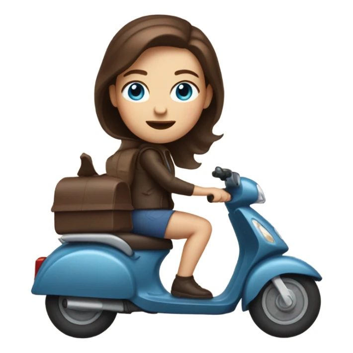 White women with Blue eyes and chocolate hair on scooter sticker