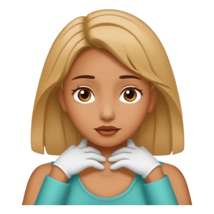 A girl whit her two hands on her neck  sticker