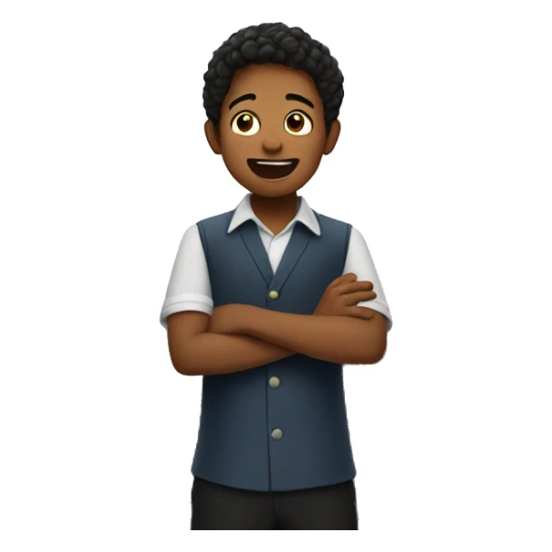 Boy with dark hair singing at a church sticker