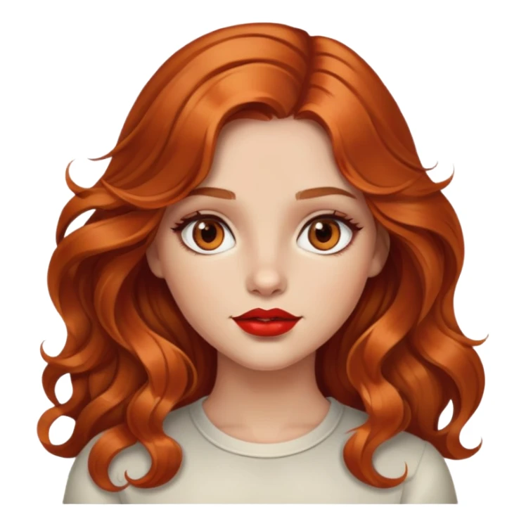 Ragazza con capelli ramati lunghi e mossi, occhi nocciola e rossetto rosso sticker
