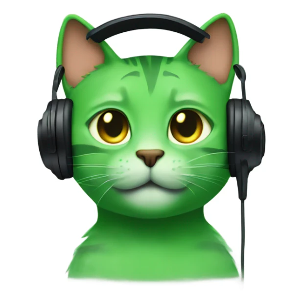 A green cat listen to music sticker