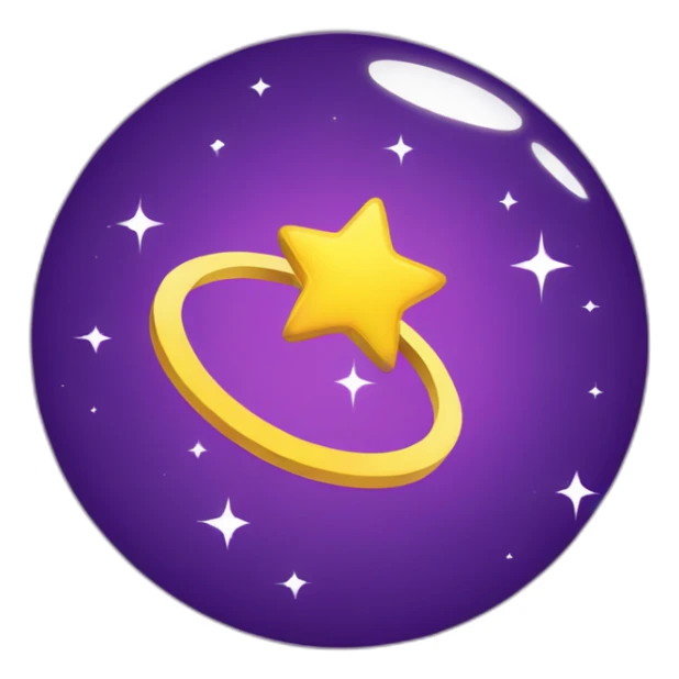 Purple planet, yellow star rings sticker