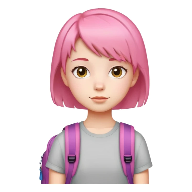 pink short hair teen girl back pack sticker