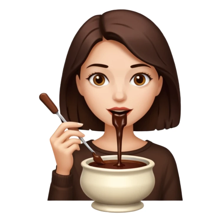 woman almost eating chocolate fondue sticker
