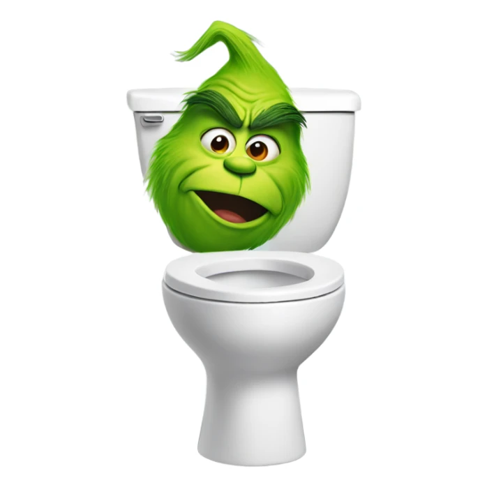 toilet with Grinch head sticking o sticker