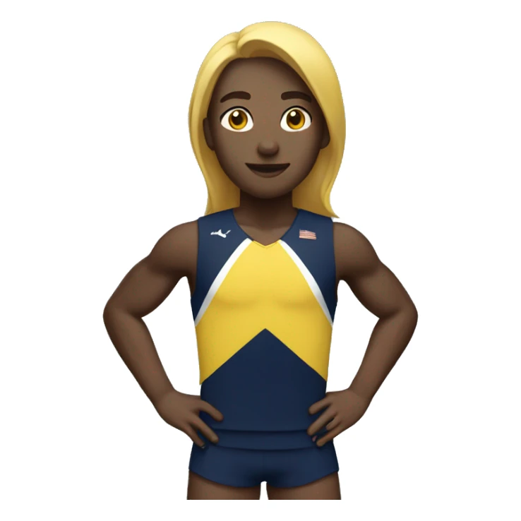 track runner with navy blue and yellow uniform sticker