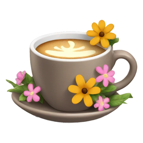 Morning coffee in cup with flowers  sticker
