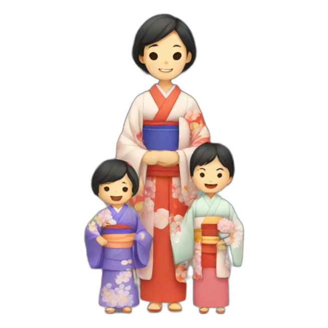 family with kimono in a temple sticker