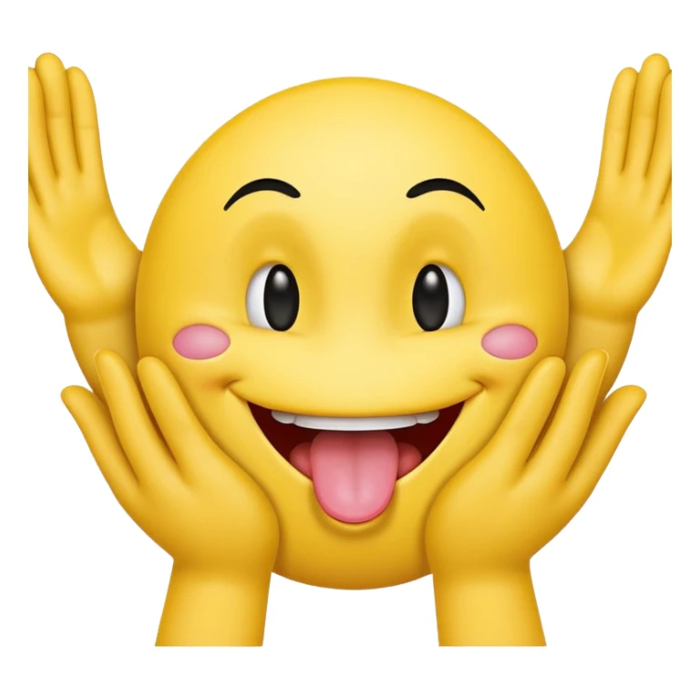Hands spreading open while a smiley face with its tongue out is in the middle sticker