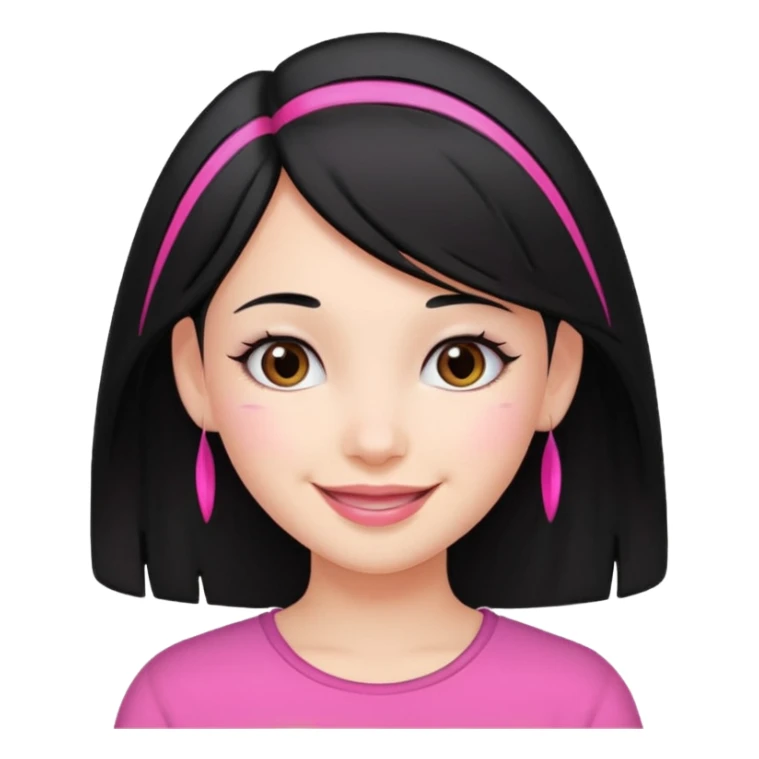 girl with black hair and pink streak by ear sticker