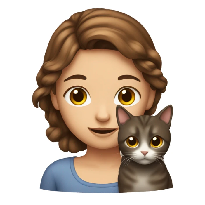 Brown haired girl with cat sticker