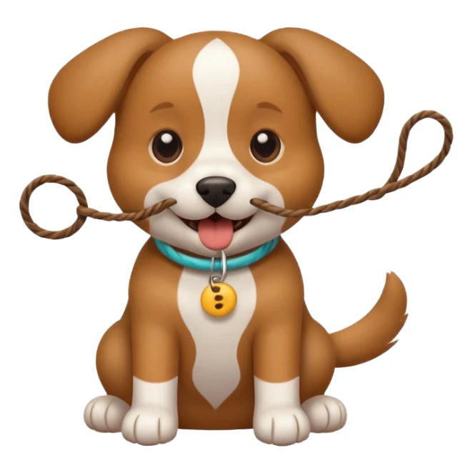 dog playing with a string toy sticker