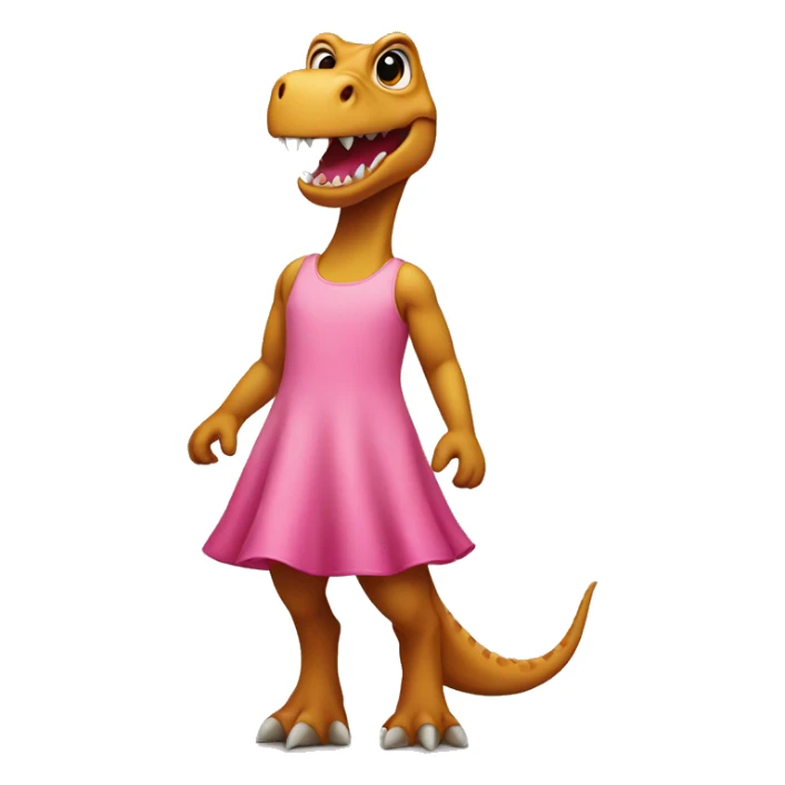 dino with pink dress on sticker