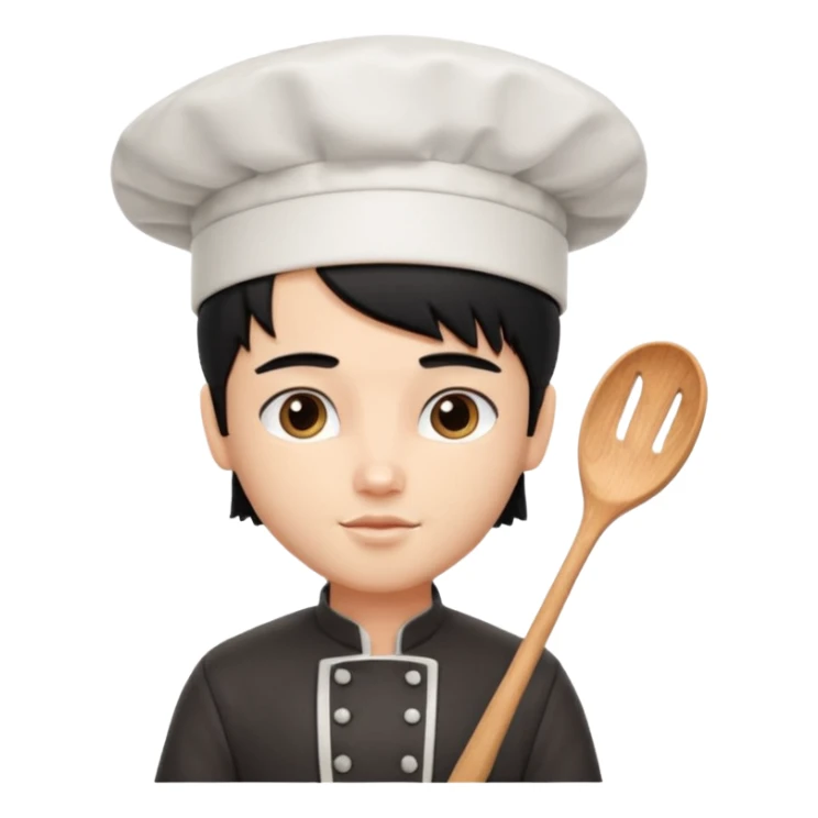 a pretty male bratz chef, black hair. fair sticker
