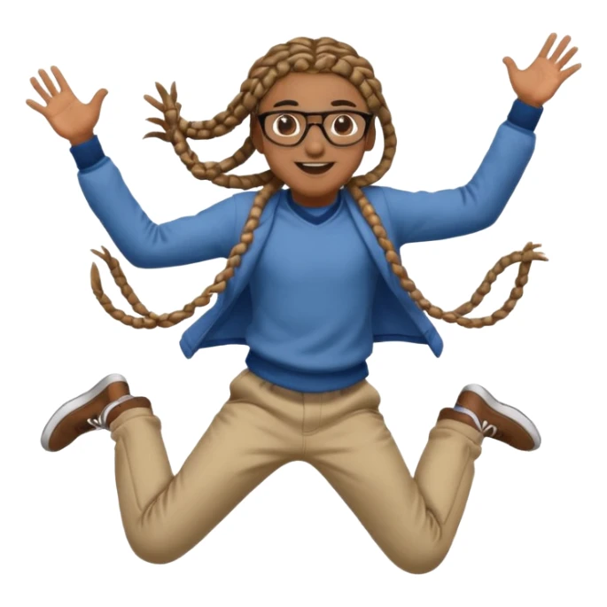 black boy with glasses and box braids jumping sticker