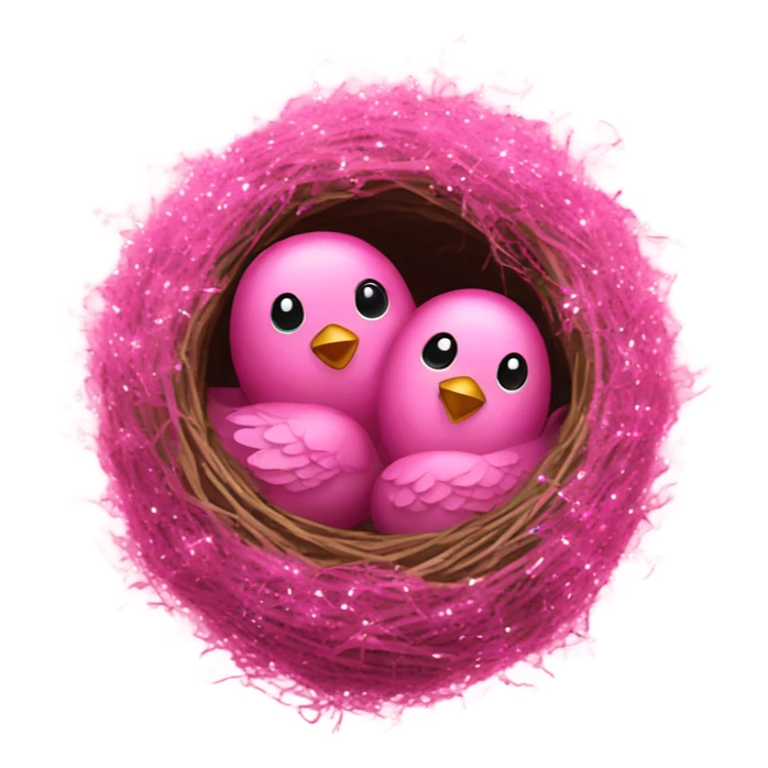 Pink birds nest with glitter sticker