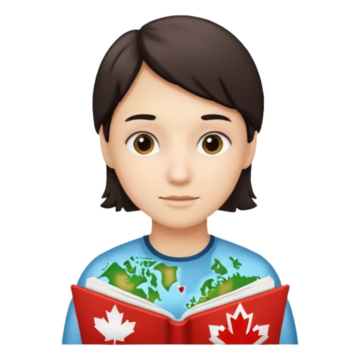 A person studying with a map of Canada in the background sticker