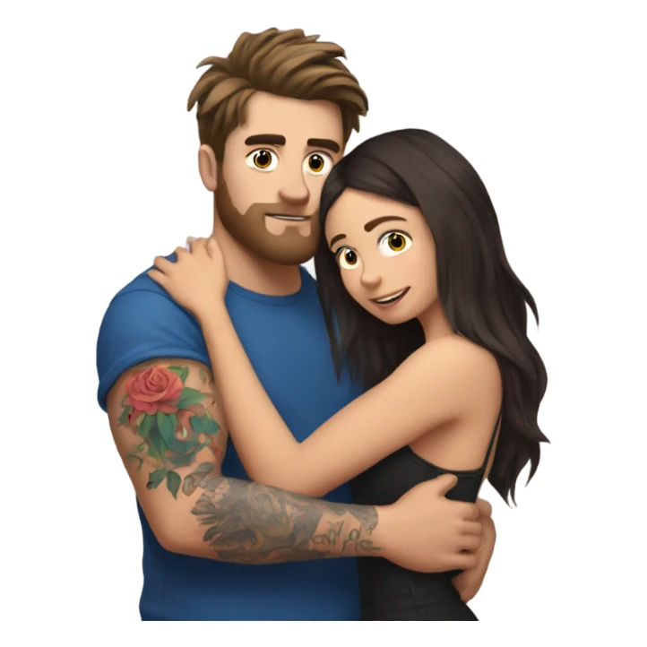 mr beast with tattoos hugging brunette girl sticker
