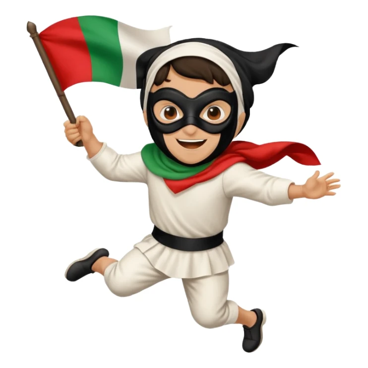 pulcinella con bandiera italiana che corre sticker