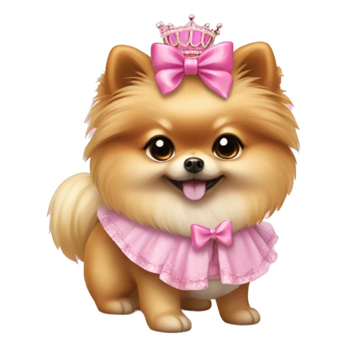 Pomeranian dog with pink bow and cute princess outfit  sticker