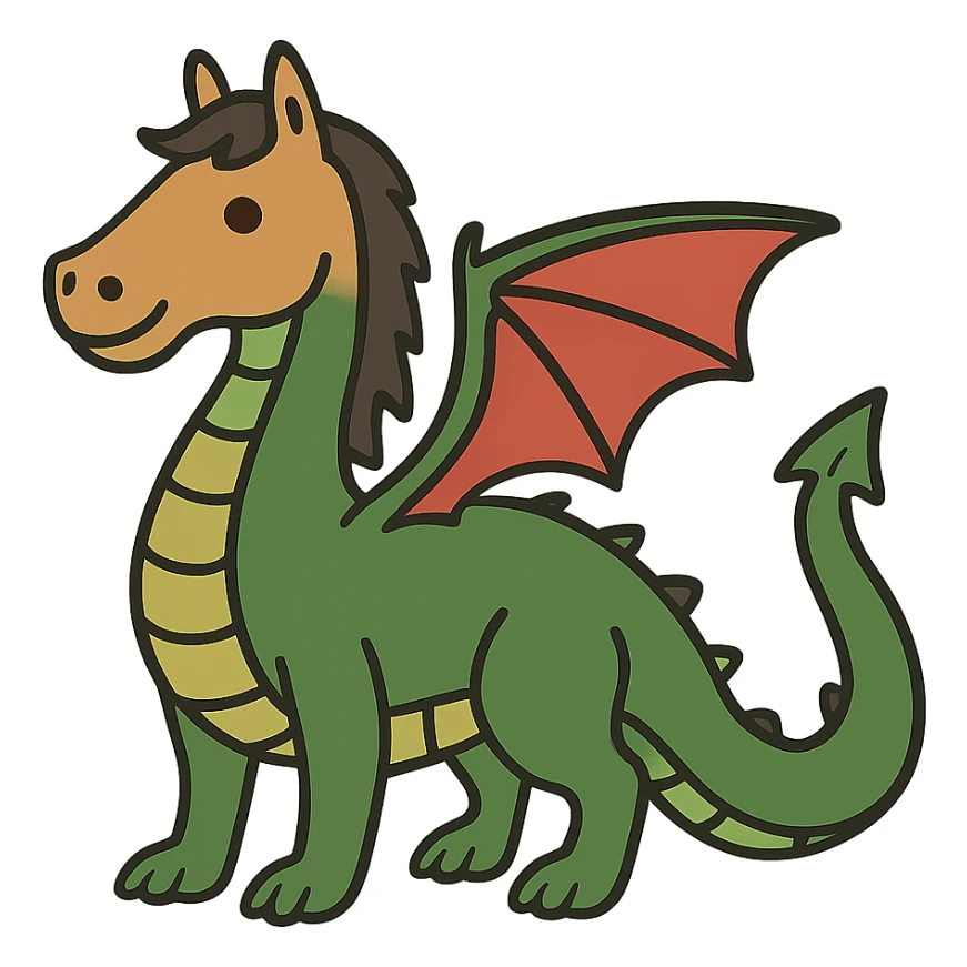 flat toon style dragon with a horse's head sticker