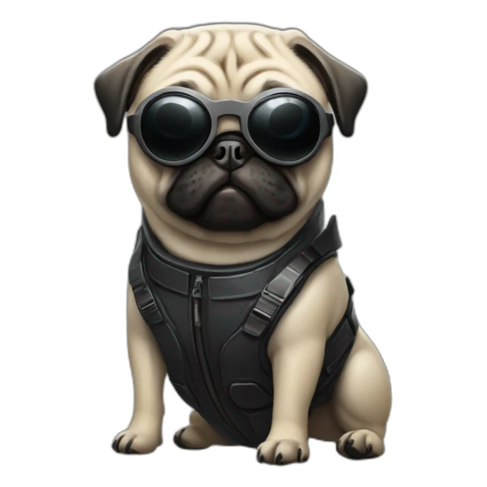 pug with black sunglasses and wearing a cyberpunk suit sticker