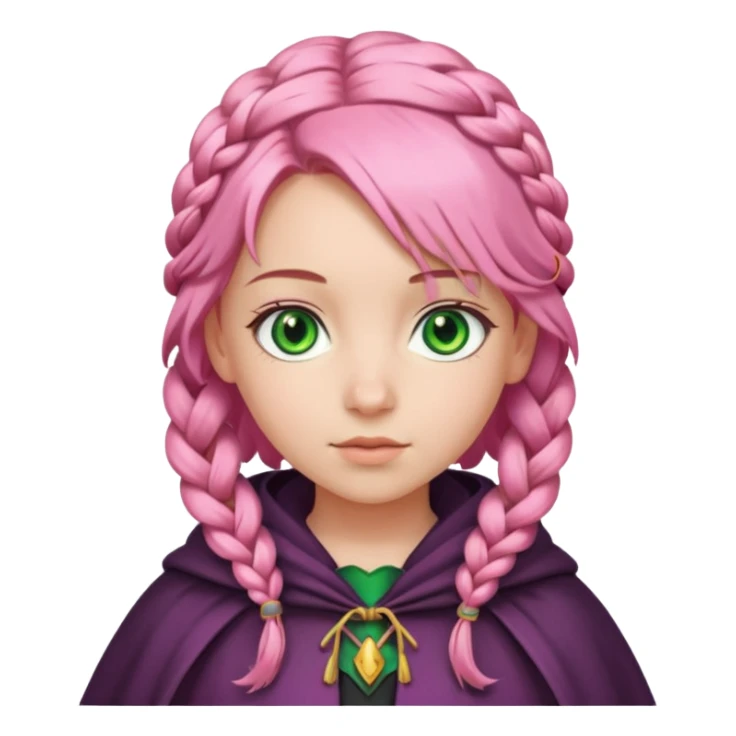 girlwith pink braided hair, cloak sticker