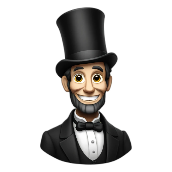 Abraham Lincoln with top hat and a big smile sticker