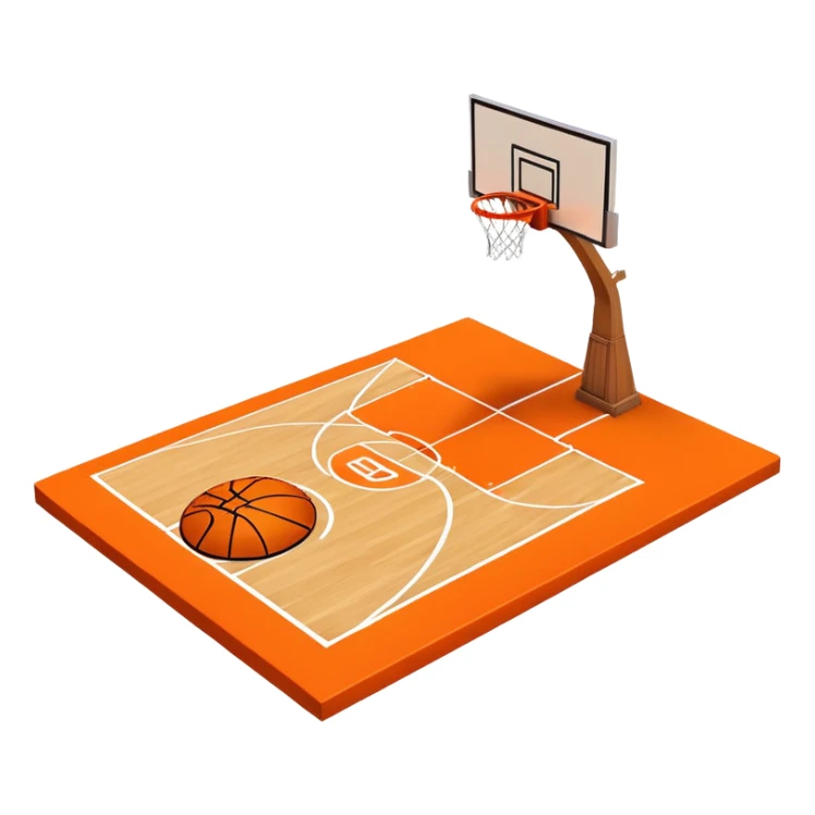 3d basketball court with basketball hoop sticker
