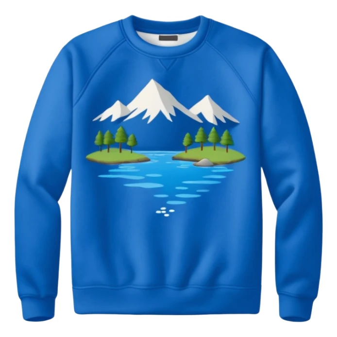 Sweat shirt with embroidered really small lake design in right corner sticker