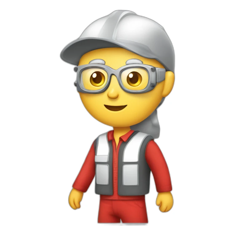 Industrial professional senior mechanical assembler working on the assembly of heavy machinery with a red outfit sticker