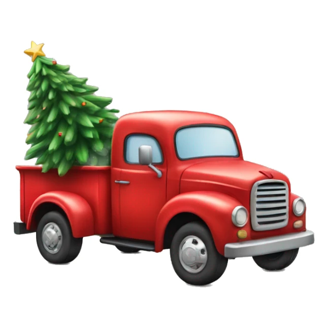a little red truck hauling a christmas tree sticker