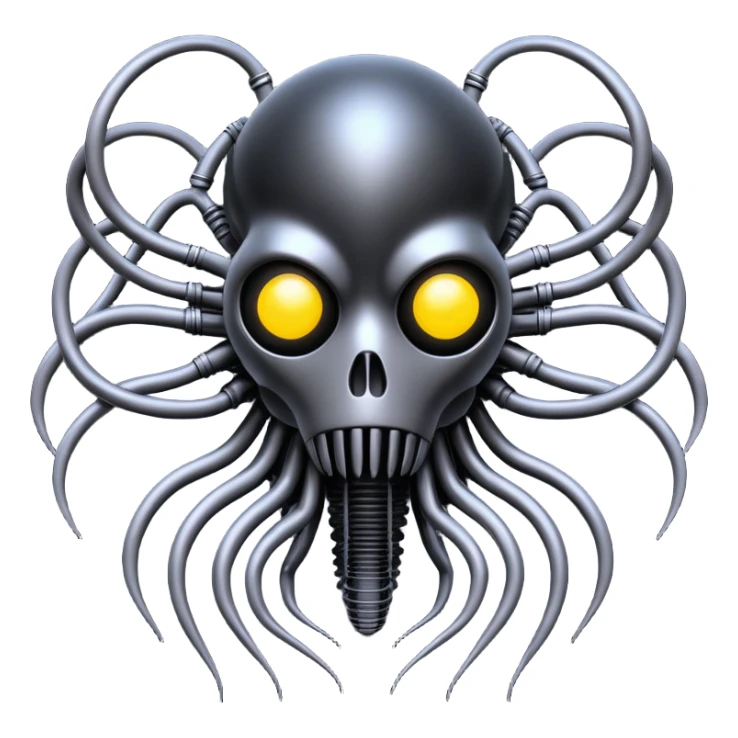 network of black wires and tubes creating a surreal creature, Giger-inspired sticker